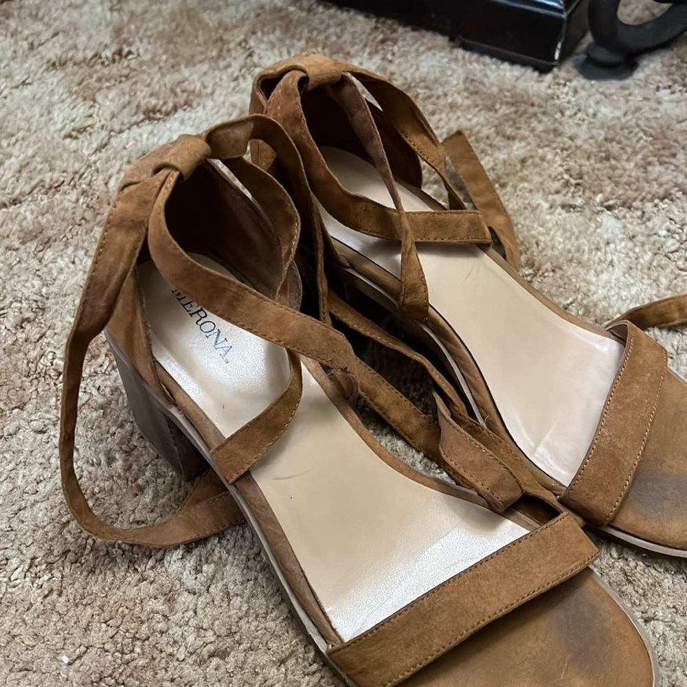 Merona Brown Strappy Block Heels